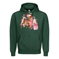 Sports Green reindeer pink christmas Zipper Hoodie - MaliasSmallBusiness