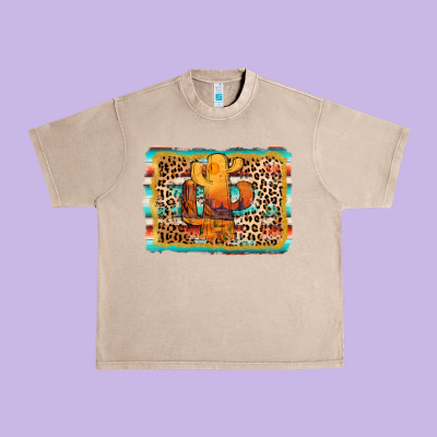 Cactus Western Leopard Urban Heavy Tee Designed By Adodesignshop