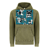 Vintage Olive winter plaid and cowhide pattern Vintage Hoodie - RanaPortraitStore