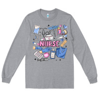 Heather Grey can't talk right now doing nurse stuff Long Sleeve Tee - MaliasSmallBusiness