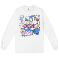 White can't talk right now doing nurse stuff Long Sleeve Tee - MaliasSmallBusiness