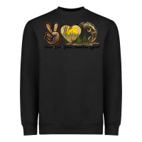 Black Peace Love Green Chameleon Lizard Heavyweight Sweatshirt - LillyAllenDesigns