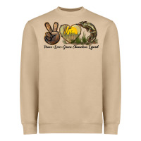 Mushroom Peace Love Green Chameleon Lizard Heavyweight Sweatshirt - LillyAllenDesigns