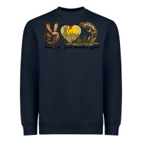 Navy Peace Love Green Chameleon Lizard Heavyweight Sweatshirt - LillyAllenDesigns