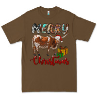 Cacao Texas Longhorn Merry Christmas Premium Tee - RanaPortraitStore