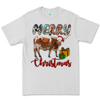 Dove Grey Texas Longhorn Merry Christmas Premium Tee - RanaPortraitStore