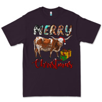 Plum Texas Longhorn Merry Christmas Premium Tee - RanaPortraitStore