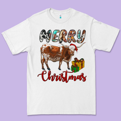 Texas Longhorn Merry Christmas Premium Tee Designed By Ranaportraitstore