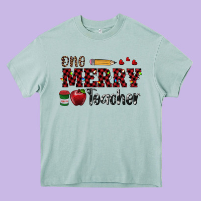 One Merry Teacher Heavy Core Tee Designed By Ranaportraitstore
