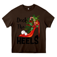 Chocolate Brown deck the heels Christmas Heavy Core Tee - BarkalooDesign