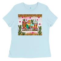 Baby Blue Cafecito y chisme coffee cups Ladies Tee - Zillion Design Studio