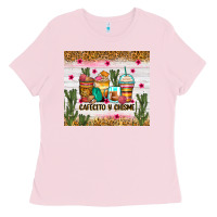 Bubblegum Pink Cafecito y chisme coffee cups Ladies Tee - Zillion Design Studio