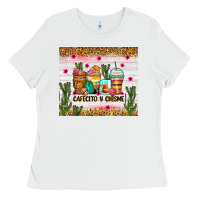 White Cafecito y chisme coffee cups Ladies Tee - Zillion Design Studio