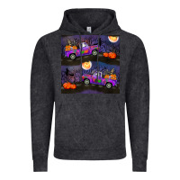 Vintage Black halloween spooky truck seamless pattern Vintage Hoodie - BundleAndBundleShop