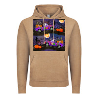 Vintage Coffee halloween spooky truck seamless pattern Vintage Hoodie - BundleAndBundleShop