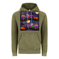 Vintage Olive halloween spooky truck seamless pattern Vintage Hoodie - BundleAndBundleShop