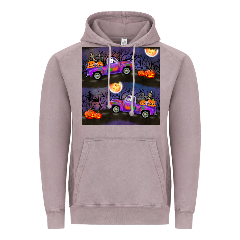 Halloween Spooky Truck Seamless Pattern Vintage Hoodie by BundleAndBundleShop | Teevron