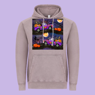 Halloween Spooky Truck Seamless Pattern Vintage Hoodie Designed By Bundleandbundleshop