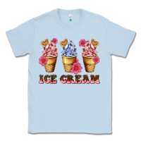 Dusty Blue floral ice cream Classic Tee - AdoDesignShop