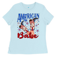 Baby Blue American babe 4th july Ladies Tee - texasbilliewilder