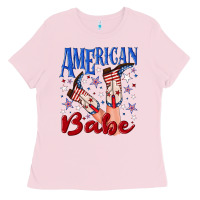 Bubblegum Pink American babe 4th july Ladies Tee - texasbilliewilder