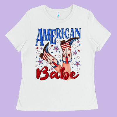 American Babe 4th July Ladies Tee Designed By Texasbilliewilder