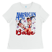 White American babe 4th july Ladies Tee - texasbilliewilder