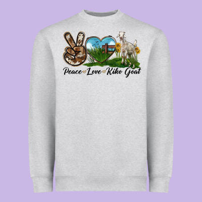 Peace Love Kiko Goat Heavyweight Sweatshirt Designed By Lillyallendesigns