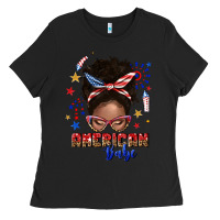 Black American babe afro messy bun Ladies Tee - texasbilliewilder