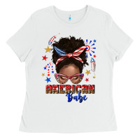 White American babe afro messy bun Ladies Tee - texasbilliewilder