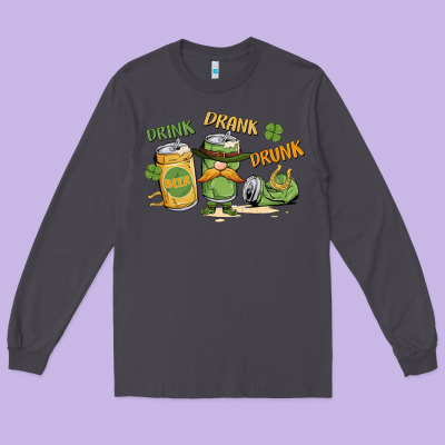 Deink Drank Drunk St. Patrick's Day Long Sleeve Tee Designed By Maliassmallbusiness
