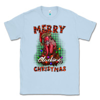 Dusty Blue merry clucking christmas rooster Classic Tee - BarkalooDesign