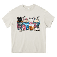 Cream cat coffee cups Heavy Core Tee - Zillion Design Studio