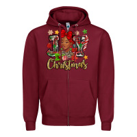 Burgundy christmas joy black woman Zipper Hoodie - MaliasSmallBusiness