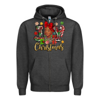 Charcoal Heather christmas joy black woman Zipper Hoodie - MaliasSmallBusiness