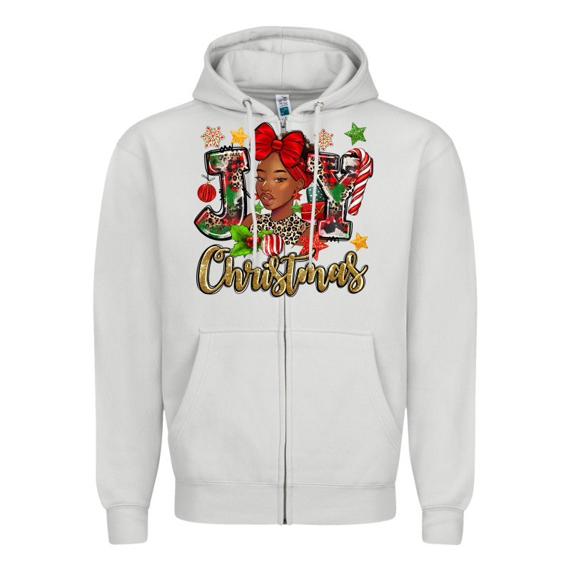 Christmas Joy Black Woman Zipper Hoodie by MaliasSmallBusiness | Teevron