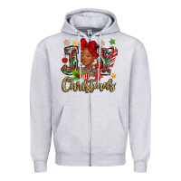 Heather Grey christmas joy black woman Zipper Hoodie - MaliasSmallBusiness