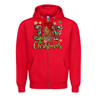 Red christmas joy black woman Zipper Hoodie - MaliasSmallBusiness