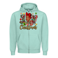 Seafoam christmas joy black woman Zipper Hoodie - MaliasSmallBusiness