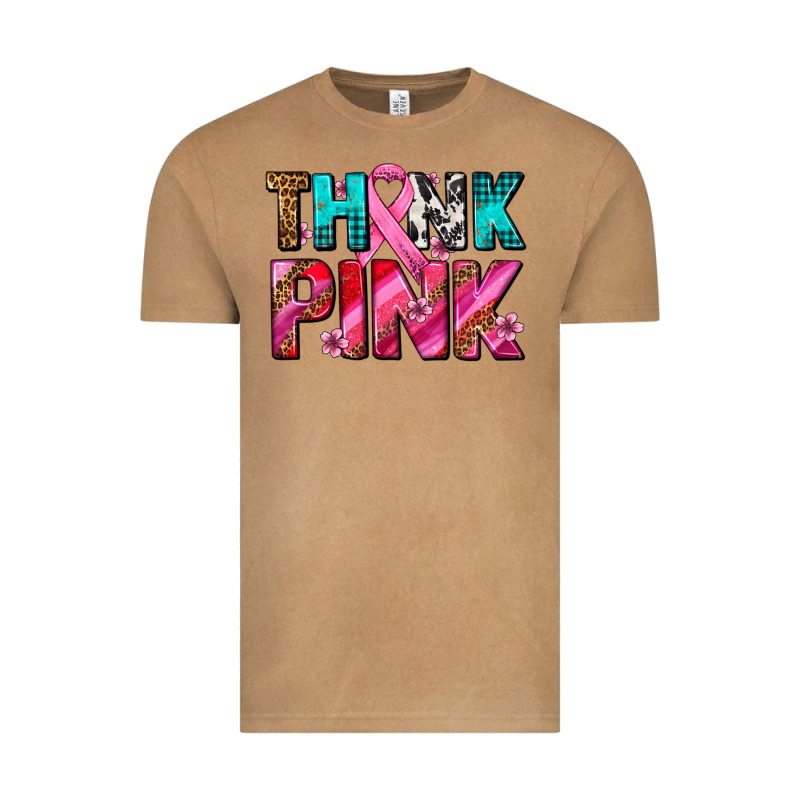 Think Pink Cancer Ribbon Vintage Tee by AdoDesignShop | Teevron