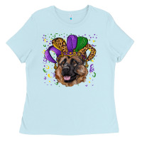 Baby Blue mardi gras hat german shepherd Ladies Tee - RanaPortraitStore