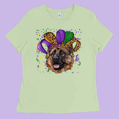 Mardi Gras Hat German Shepherd Ladies Tee Designed By Ranaportraitstore