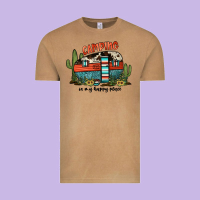 Camping Is My Happy Place Vintage Tee Designed By Jahusdesignshop