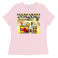 Bubblegum Pink bus driver coffee cups Ladies Tee - Zillion Design Studio