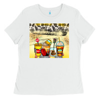 White bus driver coffee cups Ladies Tee - Zillion Design Studio