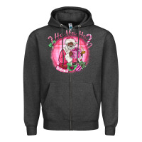 Charcoal Heather ho ho ho pink black santa christmas Zipper Hoodie - MaliasSmallBusiness