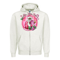 Oatmeal Heather ho ho ho pink black santa christmas Zipper Hoodie - MaliasSmallBusiness