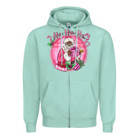 Seafoam ho ho ho pink black santa christmas Zipper Hoodie - MaliasSmallBusiness