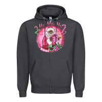 Ho Ho Ho Pink Black Santa Christmas Zipper Hoodie | Teevron