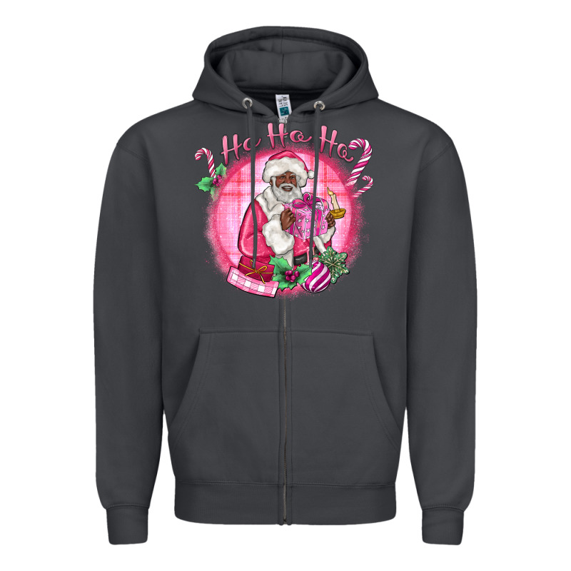 Ho Ho Ho Pink Black Santa Christmas Zipper Hoodie by MaliasSmallBusiness | Teevron